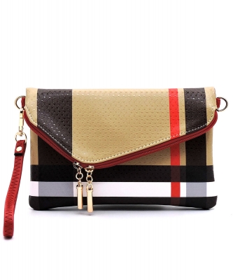 Faux Check Envelope Clutch BT2585 RED